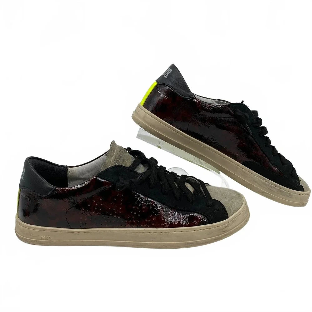 P448 Brown Black Tortoiseshell Print Sneakers | EU40 / US9